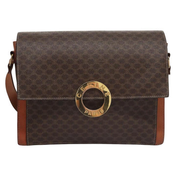 CELINE Macadam Canvas Shoulder Bag PVC Leather Brown Auth 110507 - 0