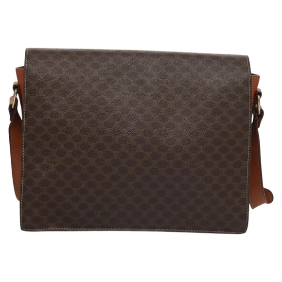 CELINE Macadam Canvas Shoulder Bag PVC Leather Brown Auth 110507