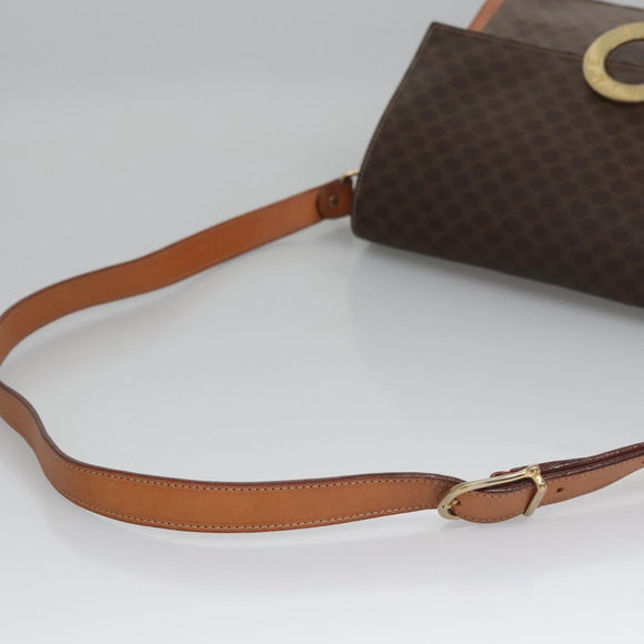 CELINE Macadam Canvas Shoulder Bag PVC Leather Brown Auth 110507