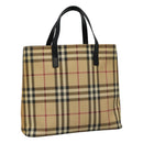 BURBERRY Nova Check Tote Bag PVC Leather Beige Black Auth 110513-1