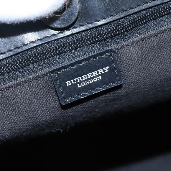 BURBERRY Nova Check Tote Bag PVC Leather Beige Black Auth 110513