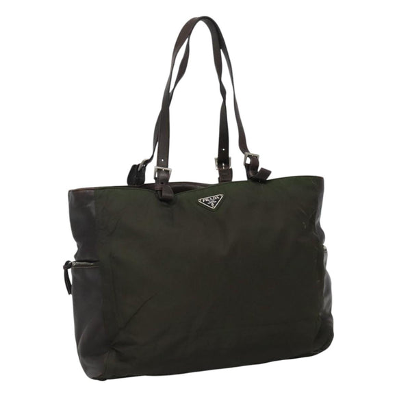 PRADA Tote Bag Nylon Green Auth 110543