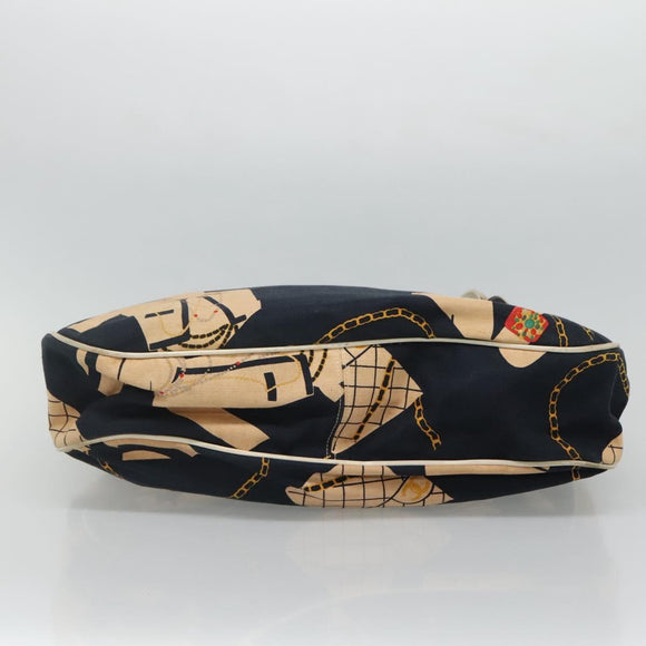 CHANEL Mademoiselle Tote Bag Canvas Navy CC Auth 110544A
