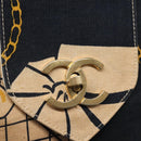CHANEL Mademoiselle Tote Bag Canvas Navy CC Auth 110544A-17