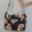 CHANEL Mademoiselle Tote Bag Canvas Navy CC Auth 110544-33
