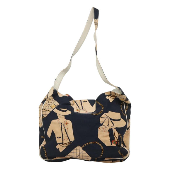 CHANEL Mademoiselle Tote Bag Canvas Navy CC Auth 110544A
