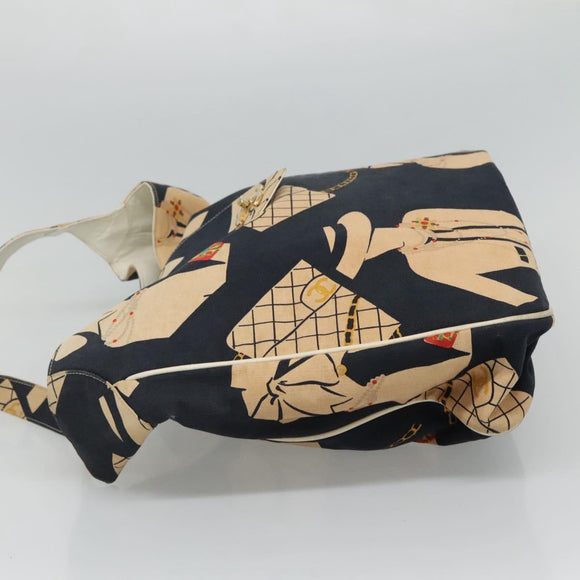 CHANEL Mademoiselle Tote Bag Canvas Navy CC Auth 110544