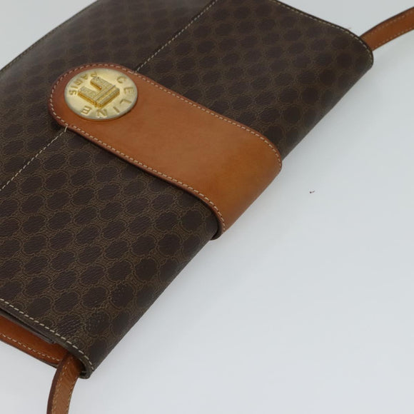 CELINE Macadam Canvas Shoulder Bag PVC Leather Brown Auth 110551