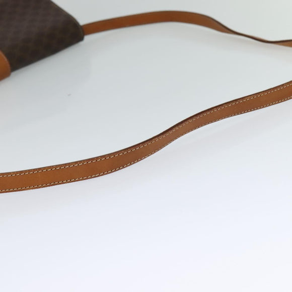 CELINE Macadam Canvas Shoulder Bag PVC Leather Brown Auth 110551