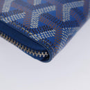 GOYARD Herringbone Coin Purse Leather Blue Auth 110579AM-16