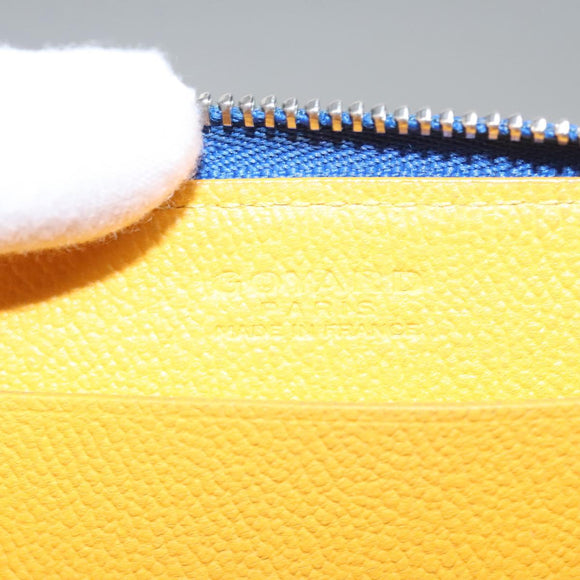 GOYARD Herringbone Coin Purse Leather Blue Auth 110579AM