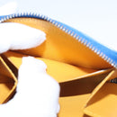 GOYARD Herringbone Coin Purse Leather Blue Auth 110579AM-19