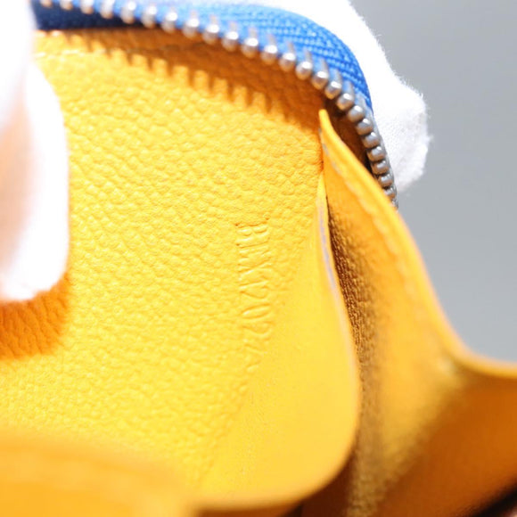 GOYARD Herringbone Coin Purse Leather Blue Auth 110579AM