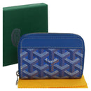 GOYARD Herringbone Coin Purse Leather Blue Auth 110579AM-12