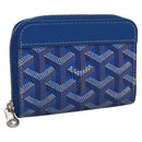 GOYARD Herringbone Coin Purse Leather Blue Auth 110579AM-1