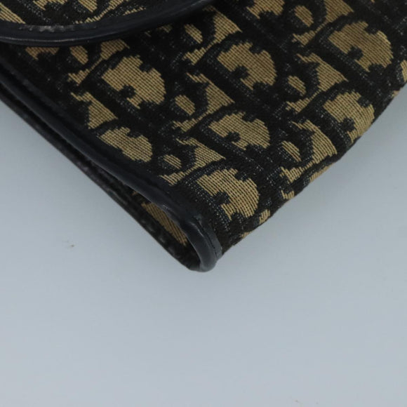 Christian Dior Trotter Canvas Shoulder Bag Navy Gold Auth 110661