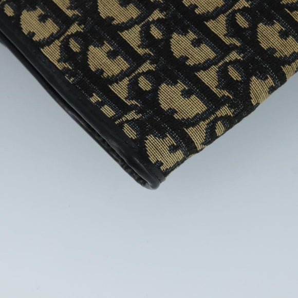 Christian Dior Trotter Canvas Shoulder Bag Navy Gold Auth 110661