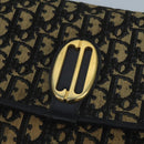 Christian Dior Trotter Canvas Shoulder Bag Navy Gold Auth 110661-10