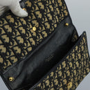 Christian Dior Trotter Canvas Shoulder Bag Navy Gold Auth 110661-11