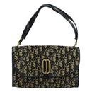 Christian Dior Trotter Canvas Shoulder Bag Navy Gold Auth 110661-13