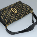 Christian Dior Trotter Canvas Shoulder Bag Navy Gold Auth 110661-6