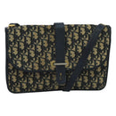 Christian Dior Trotter Canvas Shoulder Bag Navy Gold Auth 110662-1