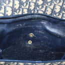 Christian Dior Trotter Canvas Shoulder Bag Navy Gold Auth 110662-12