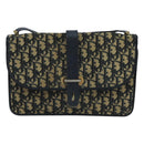 Christian Dior Trotter Canvas Shoulder Bag Navy Gold Auth 110662-13