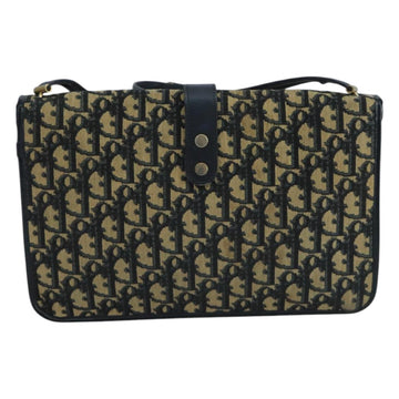 Christian Dior Trotter Canvas Shoulder Bag Navy Gold Auth 110662 - 0