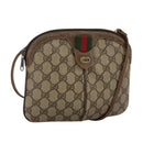 GUCCI GG Supreme Web Sherry Line Shoulder Bag PVC Beige Gold Auth 110668-1