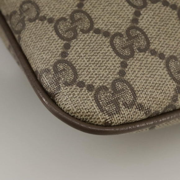 GUCCI GG Supreme Web Sherry Line Shoulder Bag PVC Beige Gold Auth 110668