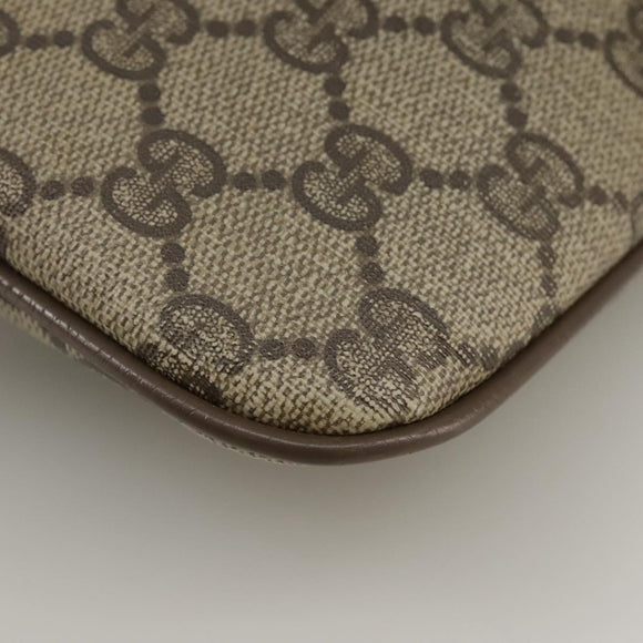 GUCCI GG Supreme Web Sherry Line Shoulder Bag PVC Beige Gold Auth 110668