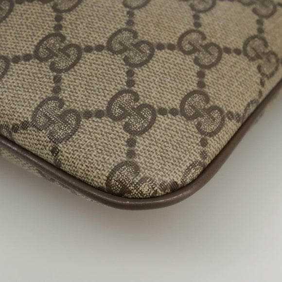 GUCCI GG Supreme Web Sherry Line Shoulder Bag PVC Beige Gold Auth 110668