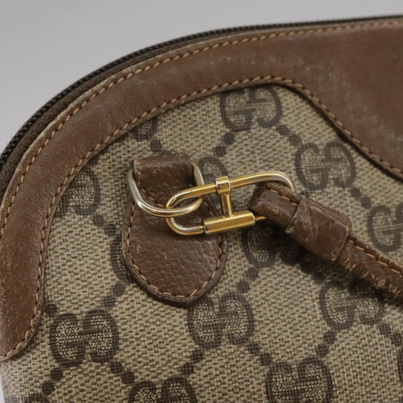 GUCCI GG Supreme Web Sherry Line Shoulder Bag PVC Beige Gold Auth 110668