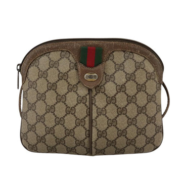 GUCCI GG Supreme Web Sherry Line Shoulder Bag PVC Beige Gold Auth 110668 - 0