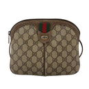 GUCCI GG Supreme Web Sherry Line Shoulder Bag PVC Beige Gold Auth 110668-13