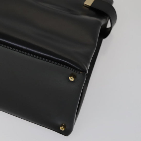 GUCCI Hand Bag Leather 2way Black Gold 000 2046 0562 Auth 110671