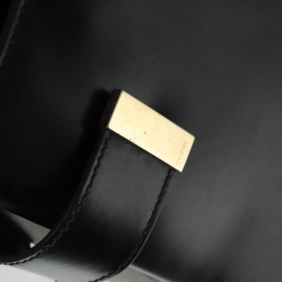 GUCCI Hand Bag Leather 2way Black Gold 000 2046 0562 Auth 110671