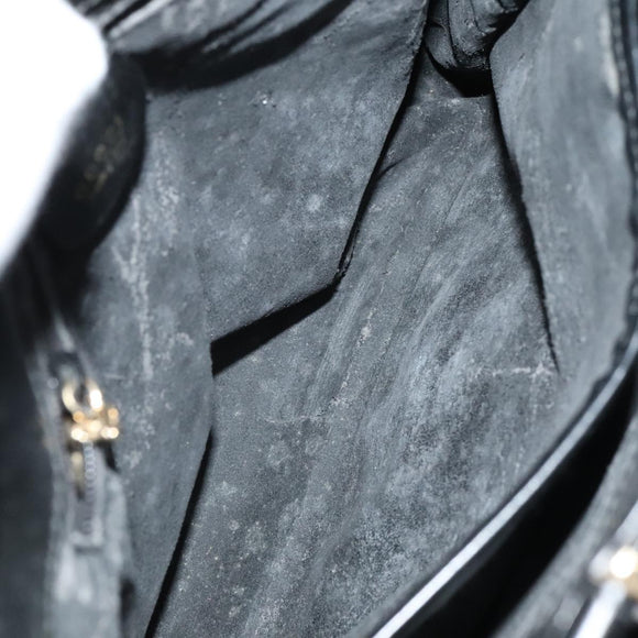 GUCCI Hand Bag Leather 2way Black Gold 000 2046 0562 Auth 110671