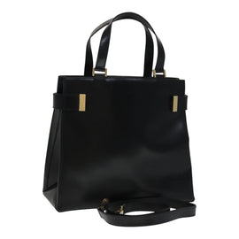 GUCCI Hand Bag Leather 2way Black Gold 000 2046 0562 Auth 110671