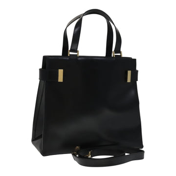 GUCCI Hand Bag Leather 2way Black Gold 000 2046 0562 Auth 110671