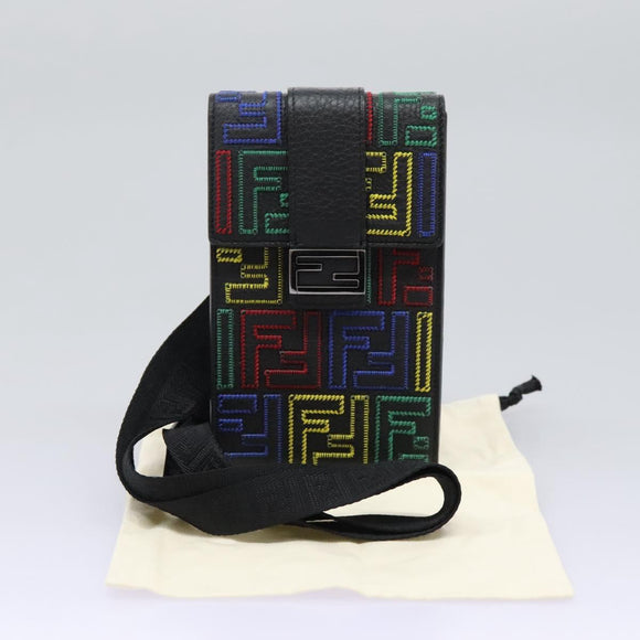 FENDI Zucca Canvas Smartphone Pochette Pouch Black Auth 110673V