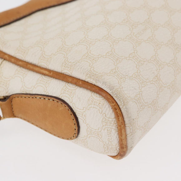 CELINE Macadam Canvas Shoulder Bag PVC Leather White Auth 110698