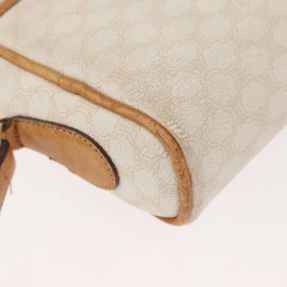 CELINE Macadam Canvas Shoulder Bag PVC Leather White Auth 110698