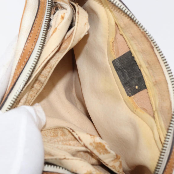 CELINE Macadam Canvas Shoulder Bag PVC Leather White Auth 110698