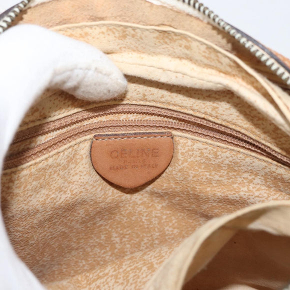 CELINE Macadam Canvas Shoulder Bag PVC Leather White Auth 110698