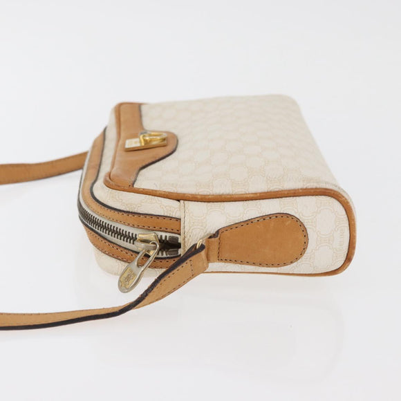 CELINE Macadam Canvas Shoulder Bag PVC Leather White Auth 110698