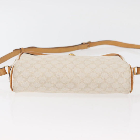 CELINE Macadam Canvas Shoulder Bag PVC Leather White Auth 110698
