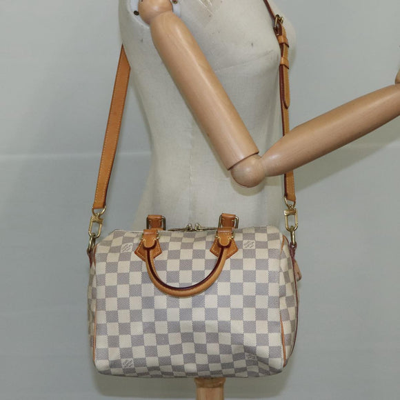 LOUIS VUITTON Damier Azur Speedy Bandouliere 25 Hand Bag N41000 LV Auth 110764