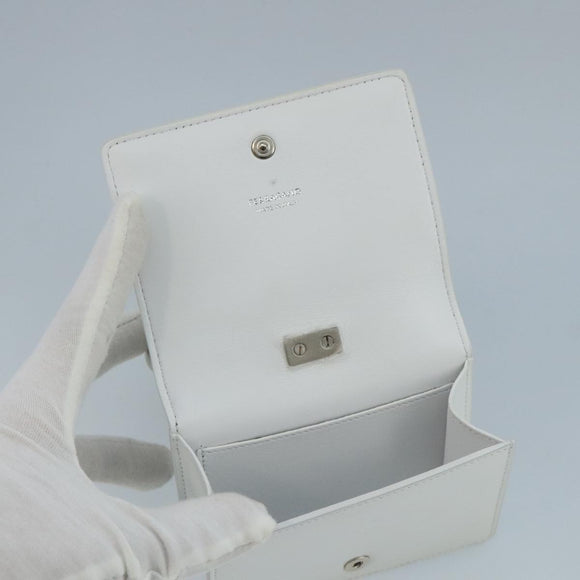 Salvatore Ferragamo hand Pouch Leather White Silver Auth 110793V